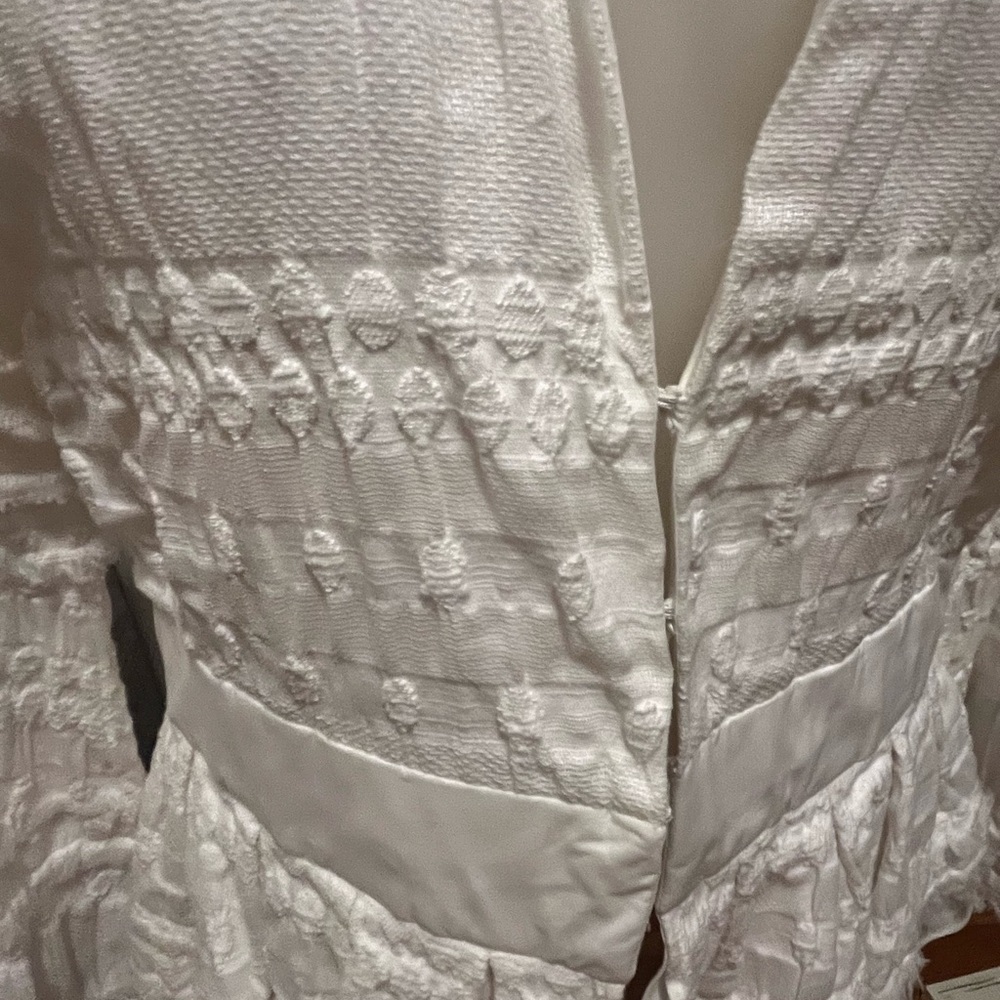 Natori White Ruched Peplum Jacket size 10 - Picture 8 of 10